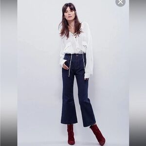 Free People Stormy High Rise Ankle Bootcut Flare Jeans, Dark Wash Denim, 29